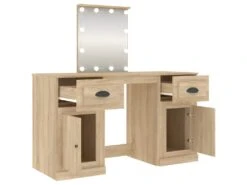 Coiffeuse Table De Maquillage Design Meuble Mobilier De Chambre Avec Led 130 X 50 X 132,5 Cm Chêne 02_0006369 -Meubles Soldes Boutique meuble coiffeuse 19082229