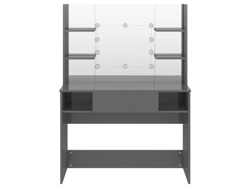 Table De Maquillage Avec éclairage Led 100 X 40 X 135 Cm MDF Gris Brillant 02_0006253 4 Table De Maquillage Avec éclairage Led 100 X 40 X 135 Cm MDF Gris Brillant 02_0006253 – Image 2