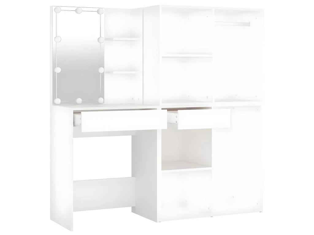 Coiffeuse à Led Avec 2 Armoires 60 X 40 X 140 Cm Bois D'ingénierie Blanc 02_0006304 4 Coiffeuse à Led Avec 2 Armoires 60 X 40 X 140 Cm Bois D'ingénierie Blanc 02_0006304 – Image 2