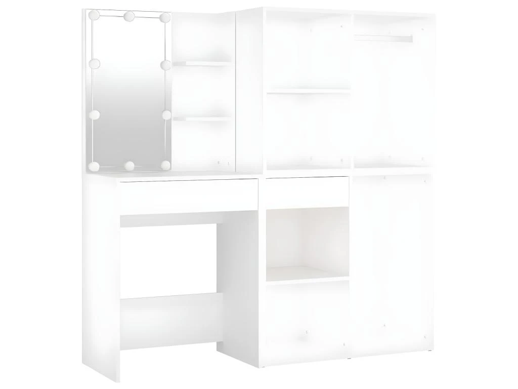 Coiffeuse à Led Avec 2 Armoires 60 X 40 X 140 Cm Bois D'ingénierie Blanc 02_0006304 5 Coiffeuse à Led Avec 2 Armoires 60 X 40 X 140 Cm Bois D'ingénierie Blanc 02_0006304 – Image 3