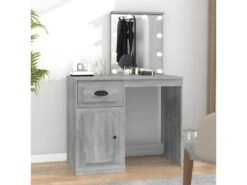 Coiffeuse Avec LED Sonoma Gris 90x50x132,5 Cm Bois D'ingénierie