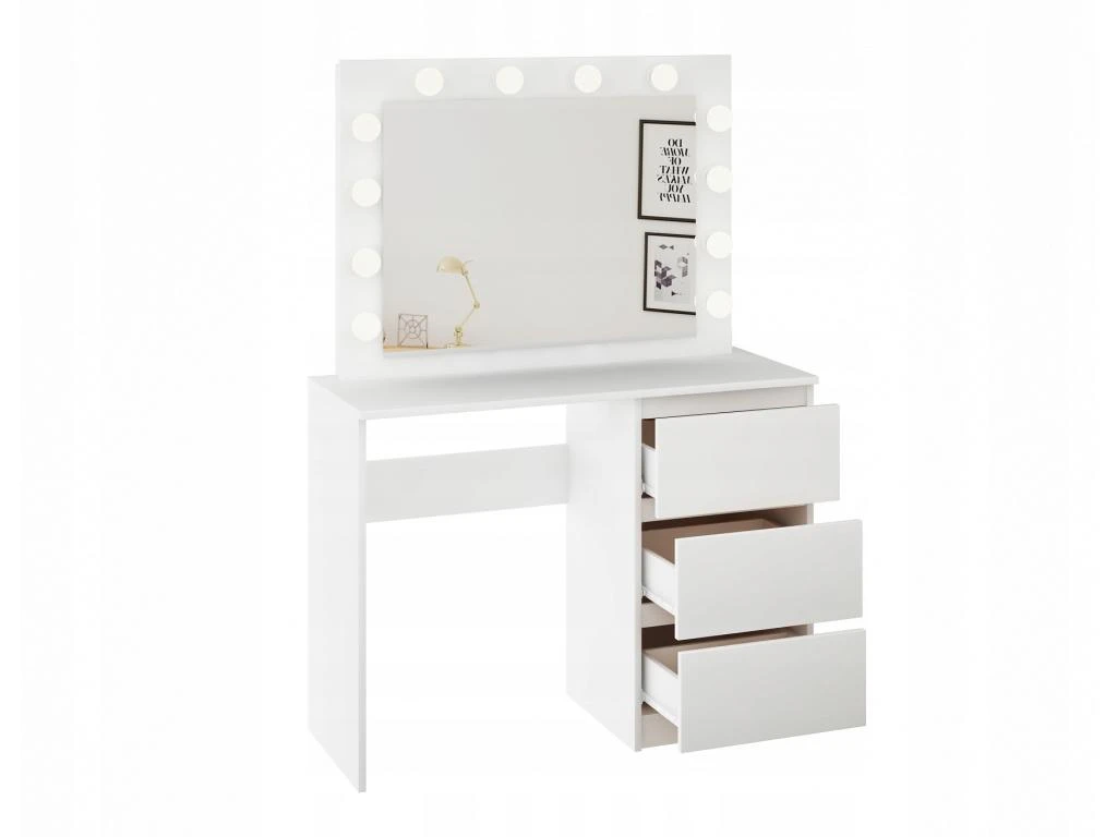 ALLYS - Coiffeuse Moderne - 90x50x140 Cm - 3 Tiroirs - Grand Miroir Ave 12 LED - Table De Maquillage 7 ALLYS - Coiffeuse Moderne - 90x50x140 Cm - 3 Tiroirs - Grand Miroir Ave 12 LED - Table De Maquillage – Image 5