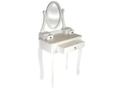 CLEMENCE - Coiffeuse Blanche Style Baroque Avec Miroir -Meubles Soldes Boutique meuble coiffeuse 9868453