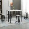 Ensemble Table De Bar Style Industriel 6 Pièces - 2 Tables, 4 Tabourets - Acier Noir Panneaux Particules Aspect Bois Gris -Meubles Soldes Boutique meuble de bar 9398929