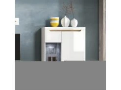 Vaisselier 2 Portes Lana Blanc Et Bois -Meubles Soldes Boutique meuble de cuisine 11108259