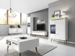 Vaisselier 2 Portes Lana Blanc Et Bois -Meubles Soldes Boutique meuble de cuisine 11108261