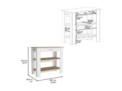 Ilot De Cuisine Milan W101 - Blanc/Macadamia -Meubles Soldes Boutique meuble de cuisine 12330899