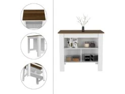 Ilot De Cuisine Milan - Blanc Et Caramel 8 Ilot De Cuisine Milan - Blanc Et Caramel -Meubles Soldes Boutique meuble de cuisine 12332419