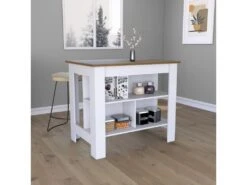 Ilot De Cuisine Milan - Blanc Et Caramel 9 Ilot De Cuisine Milan - Blanc Et Caramel -Meubles Soldes Boutique meuble de cuisine 12332421