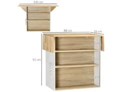 Ilot Central De Cuisine Avec Rangements Plan De Travail Rabattable 2 étagères 140L X 55l X 91H Cm Blanc Et Aspect Chêne Clair 9 Ilot Central De Cuisine Avec Rangements Plan De Travail Rabattable 2 étagères 140L X 55l X 91H Cm Blanc Et Aspect Chêne Clair -Meubles Soldes Boutique meuble de cuisine 12341995