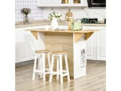 Ilot Central De Cuisine Avec Rangements Plan De Travail Rabattable 2 étagères 140L X 55l X 91H Cm Blanc Et Aspect Chêne Clair 10 Ilot Central De Cuisine Avec Rangements Plan De Travail Rabattable 2 étagères 140L X 55l X 91H Cm Blanc Et Aspect Chêne Clair -Meubles Soldes Boutique meuble de cuisine 12341997