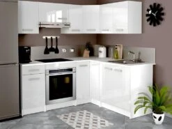 Cuisine Complète D'angle - 9 éléments De Rangements - Blanc - TRATTORIA