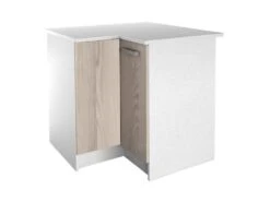 Cuisine Complète D'angle - 9 éléments De Rangements - Naturel & Blanc - TRATTORIA -Meubles Soldes Boutique meuble de cuisine 12408805