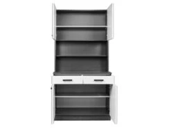 Buffet De Cuisine Avec 4 Portes, 2 Tiroirs Et 2 Niches - Blanc Et Anthracite - MADULIA -Meubles Soldes Boutique meuble de cuisine 12566275