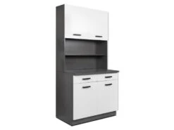 Buffet De Cuisine Avec 4 Portes, 2 Tiroirs Et 2 Niches - Blanc Et Anthracite - MADULIA -Meubles Soldes Boutique meuble de cuisine 12566279