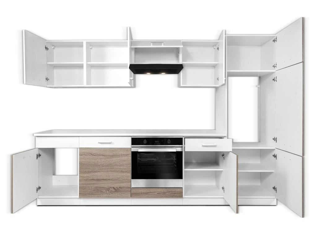 Cuisine Complète - 280 Cm - 9 éléments De Rangements - Naturel Et Blanc - CIBONA 8 Cuisine Complète - 280 Cm - 9 éléments De Rangements - Naturel Et Blanc - CIBONA – Image 6