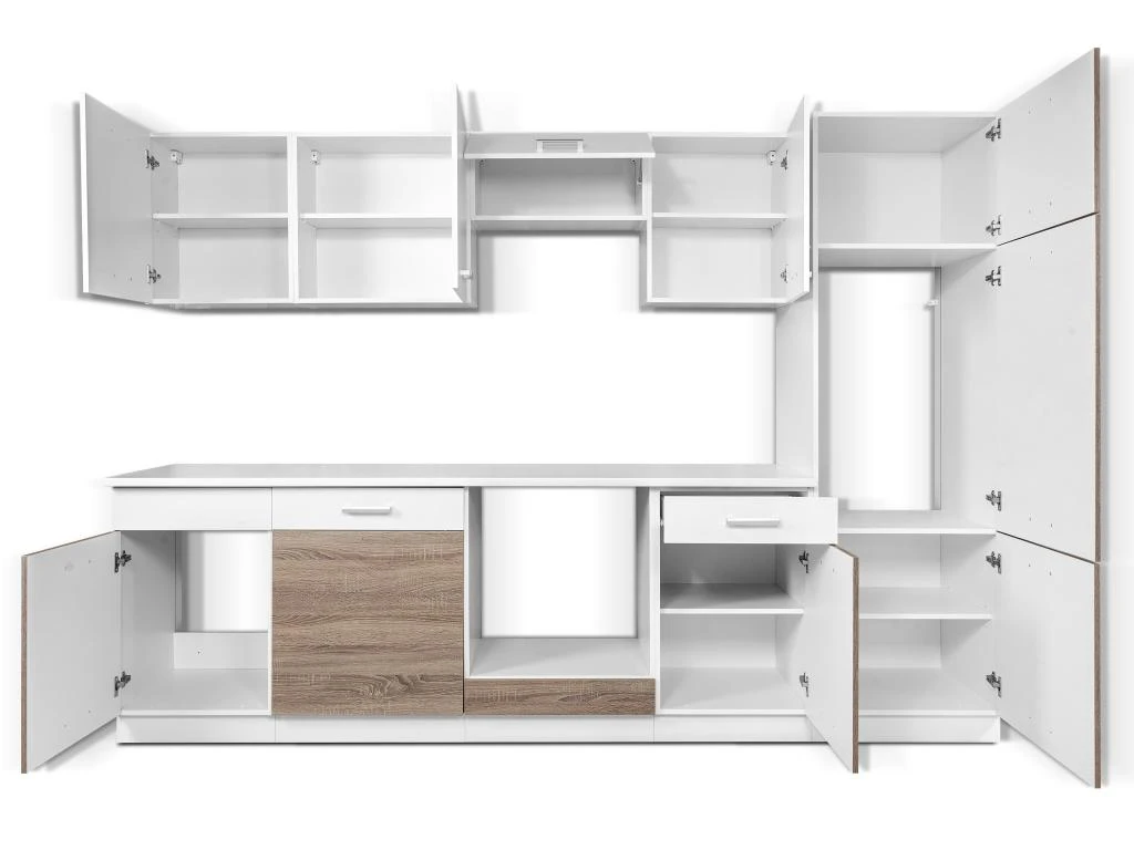 Cuisine Complète - 280 Cm - 9 éléments De Rangements - Naturel Et Blanc - CIBONA 9 Cuisine Complète - 280 Cm - 9 éléments De Rangements - Naturel Et Blanc - CIBONA – Image 7