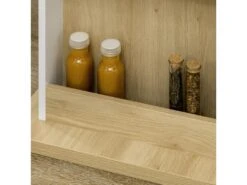 Îlot Central Cuisine Table à Manger 4-6 Personnes - 4 Portes, étagères - Dim. 110L X 70l X 75H Cm - Panneaux Blanc Aspect Chêne Clair -Meubles Soldes Boutique meuble de cuisine 12680605