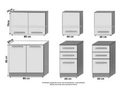 KOMPANO - Cuisine Complète L160 Cm - Cuisine Droite 6 Pcs - Plan De Travail Inclus -Meubles Soldes Boutique meuble de cuisine 12883933