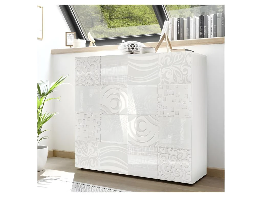 Vaisselier 2 Portes Laqué Blanc Brillant - BARI 4 Vaisselier 2 Portes Laqué Blanc Brillant - BARI – Image 2