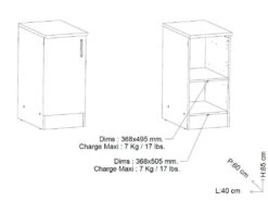 Meuble Bas De Cuisine 40 Cm 1 Porte Battante Noir/Chêne - ABINCI - L 40 X L 60 X H 85 Cm -Meubles Soldes Boutique meuble de cuisine 19721887