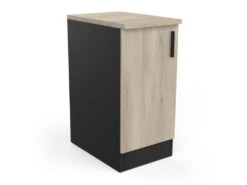 Meuble Bas De Cuisine 40 Cm 1 Porte Battante Noir/Chêne - ABINCI - L 40 X L 60 X H 85 Cm -Meubles Soldes Boutique meuble de cuisine 19721889