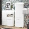 Armoire 2 Portes Blanc Brillant à LED - KIELE - L 60 X L 39 X H 195.5 Cm -Meubles Soldes Boutique meuble de cuisine 19735597