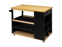 Ilot De Cuisine "Rangement" 108cm Naturel & Noir