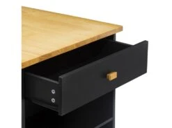 Ilot De Cuisine "Rangement" 108cm Naturel & Noir -Meubles Soldes Boutique meuble de cuisine 20979781