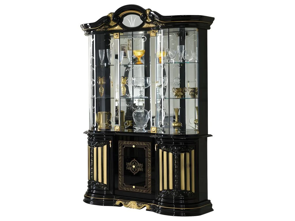 Vitrine 5 Portes Battantes 3 Tiroirs Noir/Or à Led - ADELE - L 139 X L 50 X H 213 Cm 4 Vitrine 5 Portes Battantes 3 Tiroirs Noir/Or à Led - ADELE - L 139 X L 50 X H 213 Cm – Image 2