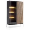 Vaisselier 2 Portes LED Dune Noir Et Bois -Meubles Soldes Boutique meuble de cuisine 22741755