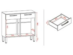 Buffet Bas Meuble Cuisine 2 Portes 2 Tiroirs Chêne Et Gris 9 Buffet Bas Meuble Cuisine 2 Portes 2 Tiroirs Chêne Et Gris -Meubles Soldes Boutique meuble de cuisine 22802343