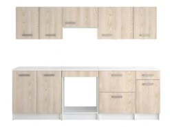 Cuisine Complète TRATTORIA - 240 Cm - 8 éléments De Rangements - Chêne & Blanc -Meubles Soldes Boutique meuble de cuisine 442353