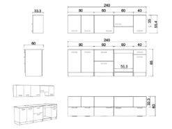 Cuisine Complète TRATTORIA - 240 Cm - 8 éléments De Rangements - Chêne & Blanc -Meubles Soldes Boutique meuble de cuisine 442359