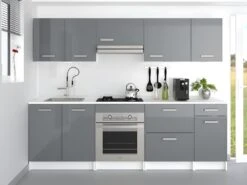 Cuisine Complète TRATTORIA - 240 Cm - 8 éléments De Rangements - Chêne & Blanc -Meubles Soldes Boutique meuble de cuisine 447669