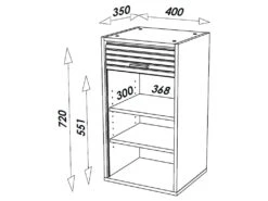 Meuble Cuisine Noir 40x72 Face Imprimée - Coloris Rideau: Hexagones Gris 521 -Meubles Soldes Boutique meuble de cuisine 9181299