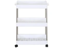 Chariot De Cuisine Avec 4 Roues Rangement 3 étagères Plastique Blanc -Meubles Soldes Boutique meuble de rangement 12518755
