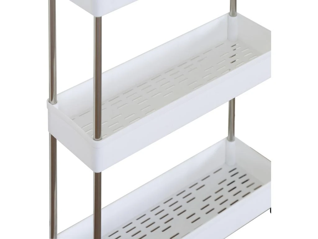 Chariot De Cuisine Salle De Bain Avec Roues 4 étagères Plastique Blanc 9 Chariot De Cuisine Salle De Bain Avec Roues 4 étagères Plastique Blanc – Image 7