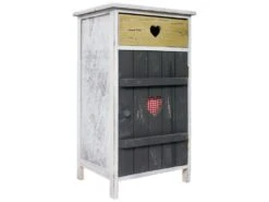 Table Nuit Chevet 1 Tiroir 1 Porte Bois Gris Shabby 71x36,5x30,5 -Meubles Soldes Boutique meuble de rangement 12522779