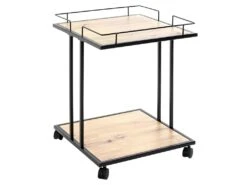 Desserte De Cuisine "Ascola" 60cm Noir & Chêne