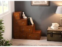 EDEN - Meuble Escalier Marron Bois Mindi Petit Modèle