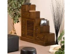 EDEN - Meuble Escalier Marron Bois Mindi Moyen Modèle