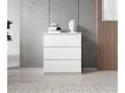 FURNIX Commode/ Meuble De Rangement Arenal Avec 3 Tiroirs 70 X 35 X 77 Cm Blanc Style Moderne -Meubles Soldes Boutique meuble de rangement 19409459