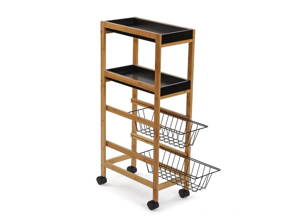 Desserte De Cuisine Zenica, 83 X 22 X 40 Cm, Bois, Marron Et Noir 5 Desserte De Cuisine Zenica, 83 X 22 X 40 Cm, Bois, Marron Et Noir – Image 3