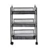 PANIL - Desserte à Roulettes Métallique Noire 3 Niveaux -Meubles Soldes Boutique meuble de rangement 9873971