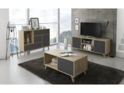 Meuble TV 140 Avec 2 Portes, WIND, Puccini, Portes Gris Anthracite, 140x40x57cm 10 Meuble TV 140 Avec 2 Portes, WIND, Puccini, Portes Gris Anthracite, 140x40x57cm -Meubles Soldes Boutique meuble tv 10000839
