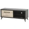 EMILE - Meuble TV 1 Porte 2 Niches Aspect Bois Et Béton -Meubles Soldes Boutique meuble tv 10003203