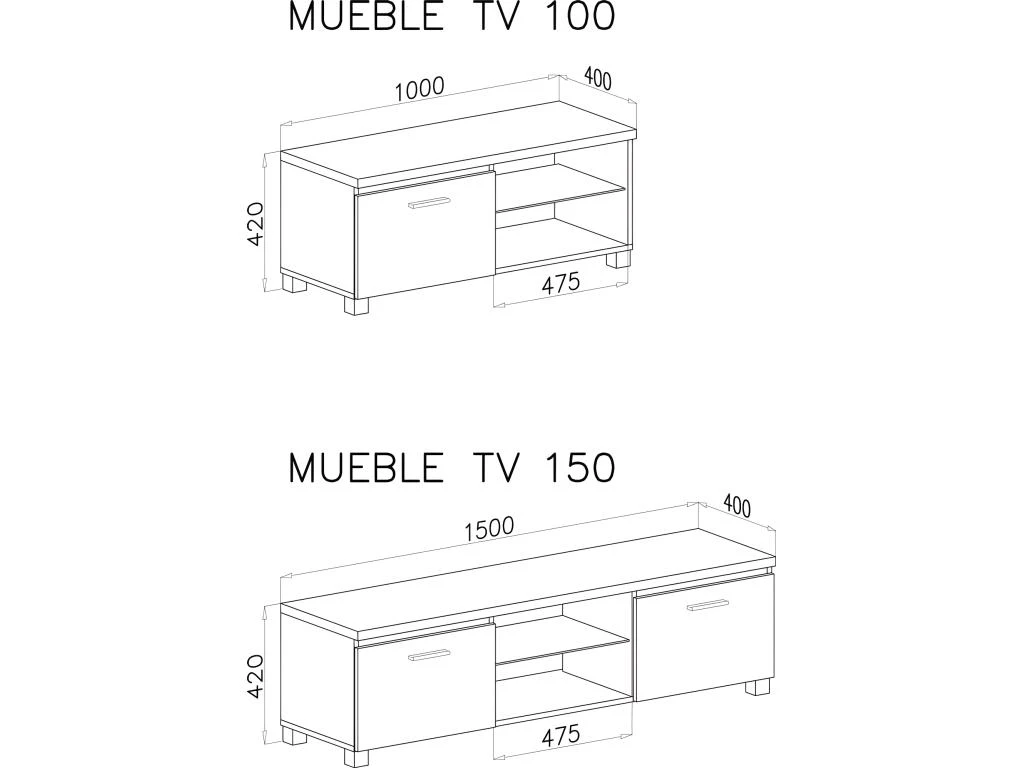Meuble TV LED, Sejour, Blanc Mate Et Noir Laque, Dim 150 X 40 X 42cm 5 Meuble TV LED, Sejour, Blanc Mate Et Noir Laque, Dim 150 X 40 X 42cm – Image 3
