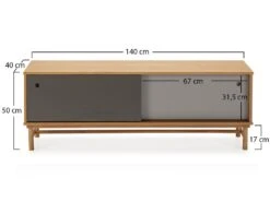 Meuble TV Magnus 2 Portes Coulissantes Couleur Gris, Bois Massif, 140 Cm (Largeur) -Meubles Soldes Boutique meuble tv 10761591