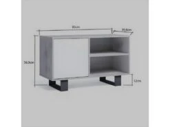 Meuble TV 100 1 Porte, Modèle WIND, Couleur Chêne-Blanche, 95x40x57cm. -Meubles Soldes Boutique meuble tv 11113245